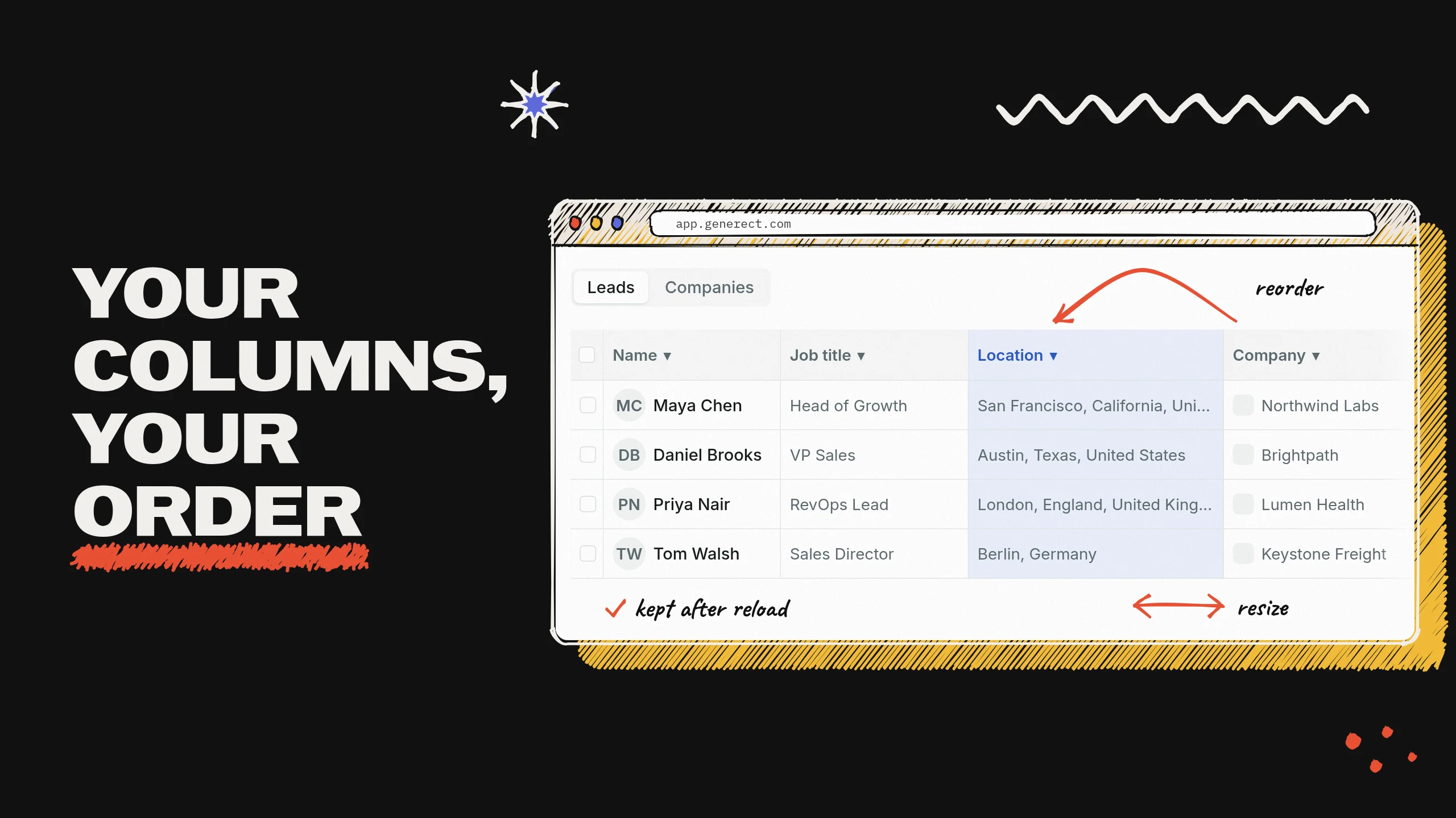 Illustration: Result columns keep your layout